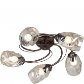 Lampa sufitowa, pięć kloszy, koniakowe, zaokrąglone ramiona Vitaluce VE4927-7/5PL