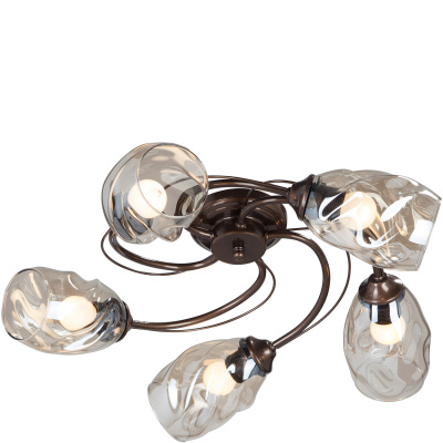 Lampa sufitowa, pięć kloszy, koniakowe, zaokrąglone ramiona Vitaluce VE4927-7/5PL