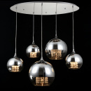 Lampa wisząca 5 kul niklowano-transparentnych z kryształami Fermi Maytoni Modern P140-PL-170-5-N