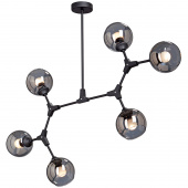 Lampa wisząca 6 szklanych kul na prostej, czarnej podstawie Vitaluce VE4823-1/6PL