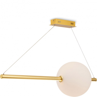 Lampa wisząca biała kula LED na złotym pręcie Freccia Maytoni MOD063PL-L30G3K