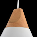 Lampa wisząca biały stożek z drewnianą bazą Bicones Maytoni Modern P359-PL-01-W