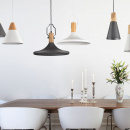 Lampa wisząca biały stożek z drewnianą bazą Bicones Maytoni Modern P359-PL-01-W