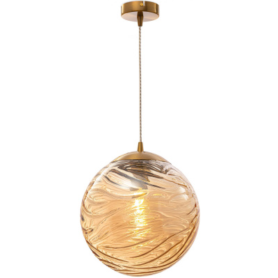 Lampa wisząca bursztynowa kula falista 30 cm Dunas Maytoni P059PL-01BS