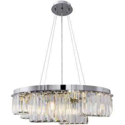 Lampa wisząca chromowana, okrągła, kolumny szklane Colline Maytoni MOD083PL-06CH