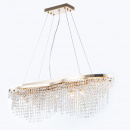 Lampa wisząca do jadalni, owalna, złota, kryształowa Toils Maytoni Classic DIA600-07-G