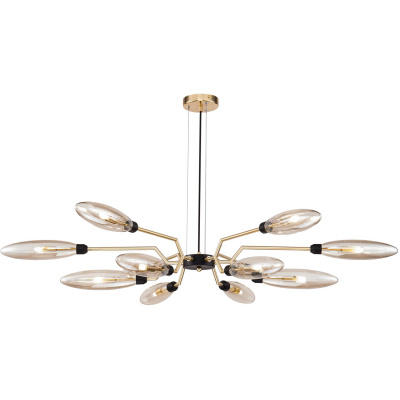 Lampa wisząca dwanaście bursztynowych, podłużnych kloszy Ventura Maytoni MOD012CL-12G