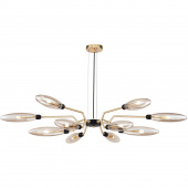 Lampa wisząca dwanaście bursztynowych, podłużnych kloszy Ventura Maytoni MOD012CL-12G