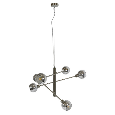 Lampa wisząca na stalowej lince 6 żarówek w szklanych kloszach Migo Candellux 36-72528