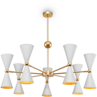 Lampa wisząca podwójne, białe stożki ze złotym wnętrzem Vesper Maytoni MOD108PL-14WG