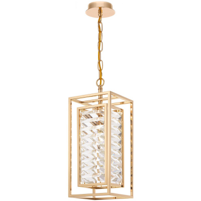 Lampa wisząca pojedyncza, złota, kryształy w klatce Tening Maytoni MOD060PL-01G