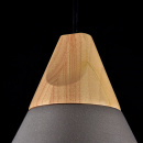 Lampa wisząca pojedynczy, czarny stożek z drewnem Bicones Maytoni Modern P359-PL-220-C