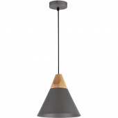 Lampa wisząca pojedynczy, czarny stożek z drewnem Bicones Maytoni Modern P359-PL-220-C