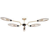 Lampa wisząca sześć bursztynowych, podłużnych kloszy Ventura Maytoni MOD012CL-06G