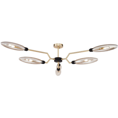 Lampa wisząca sześć bursztynowych, podłużnych kloszy Ventura Maytoni MOD012CL-06G