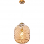 Lampa wisząca szklana, bursztynowy klosz o falującej strukturze Dunas Maytoni P058PL-01BS