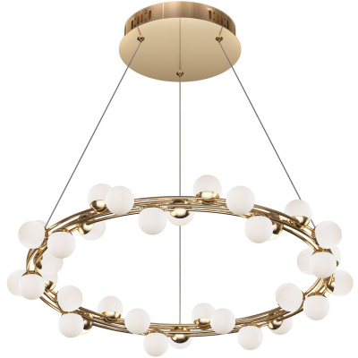 Lampa wisząca Tessara złote koło z białymi kulami LED Maytoni MOD081PL-L50G3K