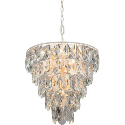 Lampa wisząca z dużych kryształów, biało-złota Vitaluce VE5263-0/20+1