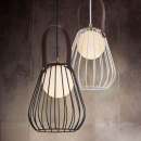 Lampa wisząca żarówka w klatce, skórzany pasek Indiana Maytoni Modern MOD544PL-01B
