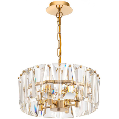 Lampa wisząca ze szklanych stożków, złota, okrągła Puntes Maytoni MOD043PL-04G