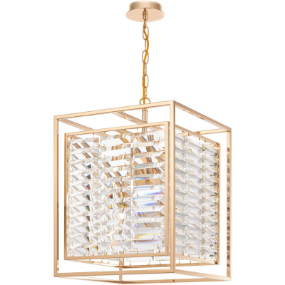 Lampa wisząca złota, kryształy w klatce Tening Maytoni MOD060PL-04G