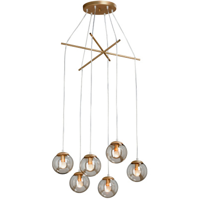 Lampa wiszące kule bursztynowe, złota podstawa Vitaluce VE4828-8/6S