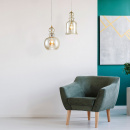 Lampa z kloszem bursztynowym nad stół do kuchni, jadalni Tone Maytoni P003PL-01BZ