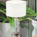 Lampka stołowa z białym abażurem i szklaną dekoracją Alicante Maytoni MOD014TL-01N