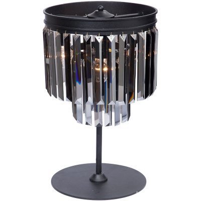 Lampka stołowa z czarnych kryształów, sztabkowych Vitaluce VE5155-1/3L