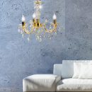 Mały żyrandol złoto-kryształowy, trzy ramiona, Maria Teresa Candellux 33-94639