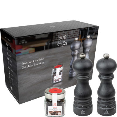 Młynki do soli i pieprzu grafitowe Peugeot i pieprz Tan Hoi na prezent PG-40659
