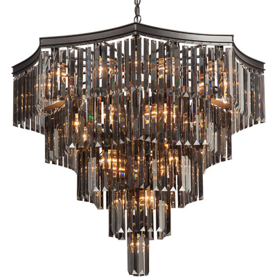 Nietuzinkowy żyrandol z czarnych kryształów Vitaluce VE5223-1/16+20+1
