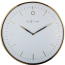Nowoczesny zegar ścienny Glamour Nextime 40 cm, biały / złoty 3235 WI