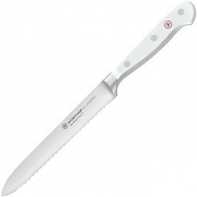 Nóż do krojenia wędlin ząbkowany 14 cm Wusthof Classic biała rękojeść W-1040201614