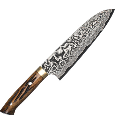 Nóż Santoku szefa kuchni kuty ręcznie 18 cm Takeshi Saji YBB stal VG-10 H-V10D-SA-180YBB