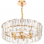 Okrągła, złota szklana lampa wisząca Puntes Maytoni MOD043PL-06G