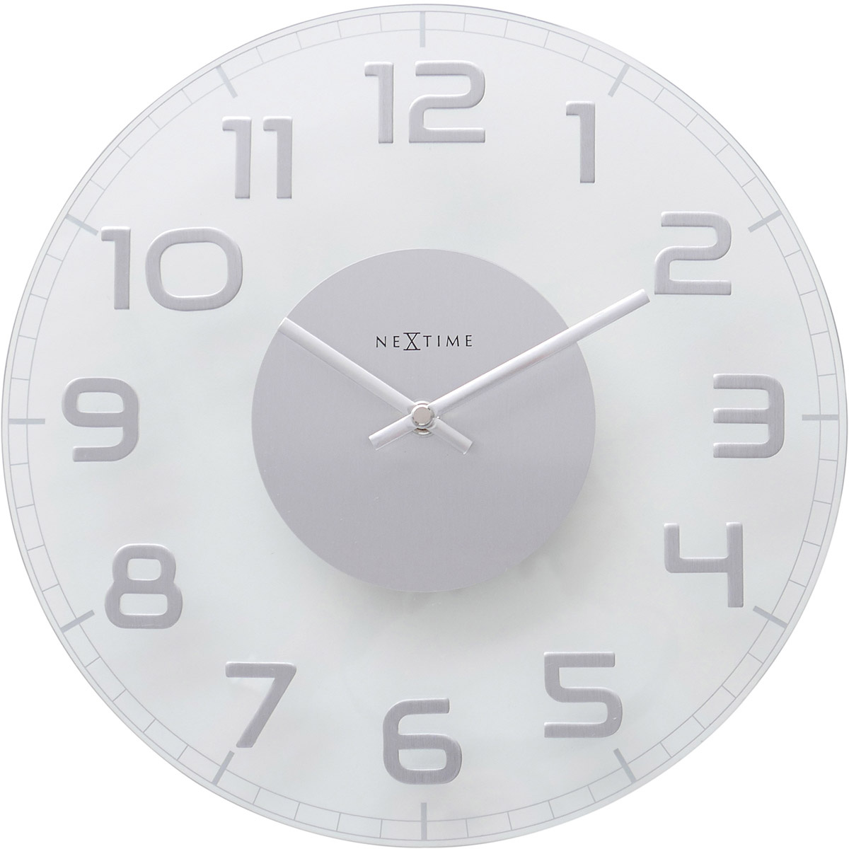 okrągły zegar kuchenny classy nextime 30 cm transparentny-8817 - przezroczysta tarcza