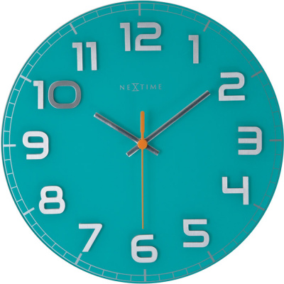 Okrągły zegar ścienny Classy Nextime 30 cm, turkusowy 8817 TQ