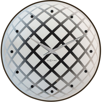 Okrągły zegar ścienny z wahadłem Pendula Nextime srebrny 8185 ZI