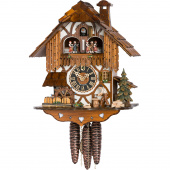 Oryginalny zegar z tancerzami, kołem młyńskim i kukułką Hones 28 cm HS-678T