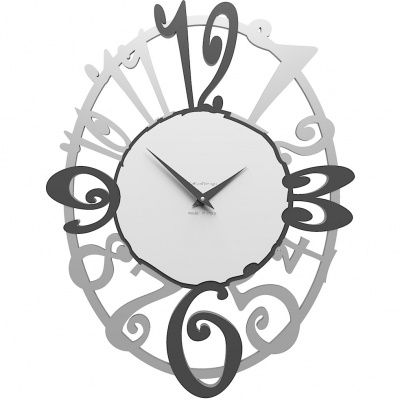 Owalny zegar ścienny Michelle CalleaDesign aluminium / szary / biały 10-129-3