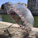 Parasol damski w kwiaty, przezroczysty 85 cm Smati Paris UBUL6609