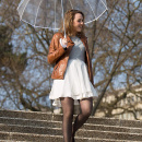 Parasol przezroczysty duży z białą rączką Smati Paris UBUL0302