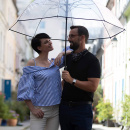 Parasol ślubny 124 cm, przezroczysty z prostą rączką Smati Paris UBUL1010