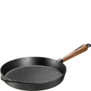 Patelnia żeliwna grillowa z drewnianą rączką Skeppshult Walnut 28cm 0028V