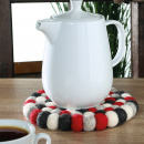 Podkładka okrągła z owczej wełny pod gorące naczynia Lana Grigio czerwona CI-469950