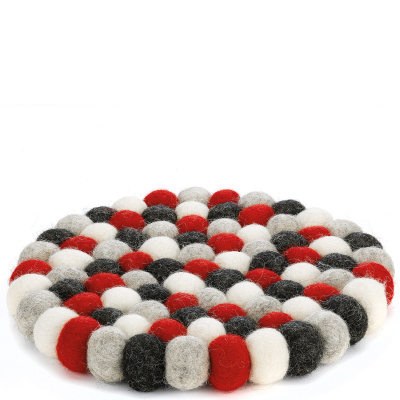 Podkładka okrągła z owczej wełny pod gorące naczynia Lana Grigio czerwona CI-469950