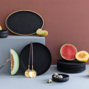 Półmisek do steków 35 cm, porcelanowa imitacja czarnego łupka Basalt Revol RV-654185-4