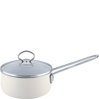 Rondel z pokrywką, kość słoniowa, emalia porcelanowa Riess Avorio 1 Litr R-0730-011