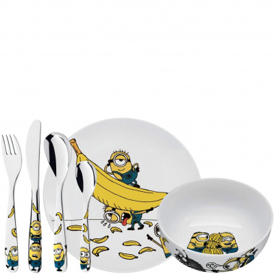 Sztućce dla dzieci, talerz, miseczka Minionki WMF oryginał 1286079964